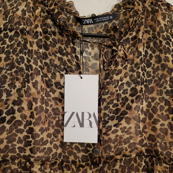 Zara Leopard Printed Mini Dress Size Medium NWT - Picture 6 of 7